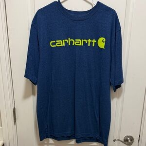 Carhartt Navy T-Shirt with Lime Logo
